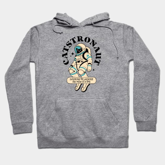 Astronaut Black Cat in pink Hoodie by The Charcoal Cat Co.